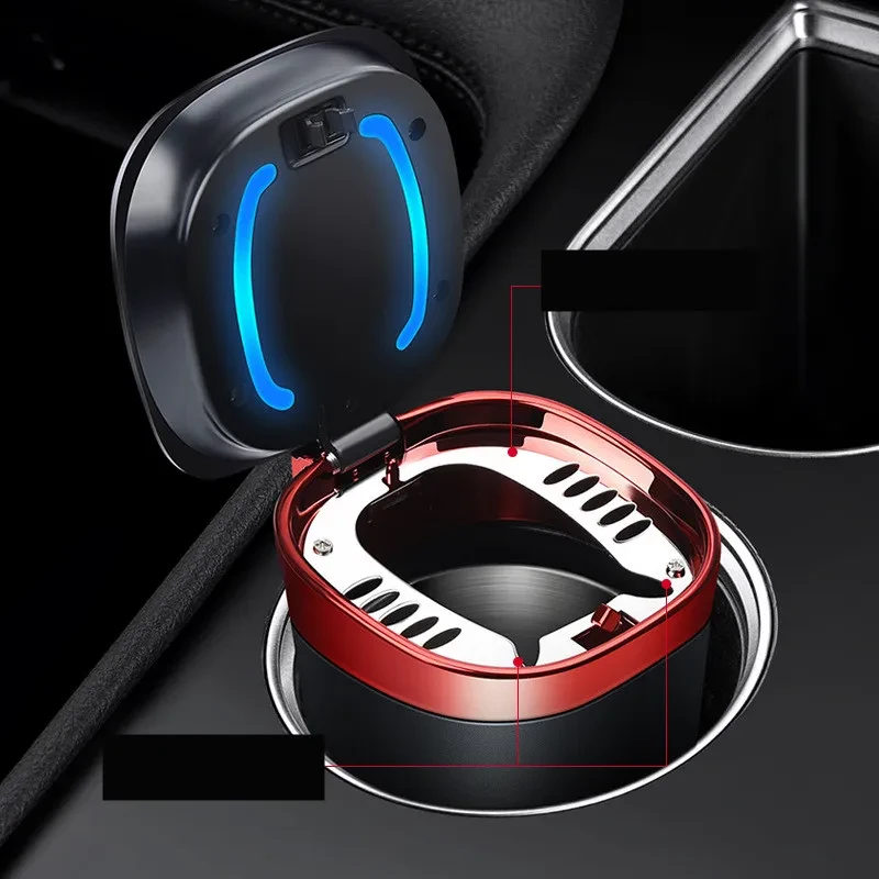 AshVault Auto Canister – LED Lighted Metal Smoking Bin