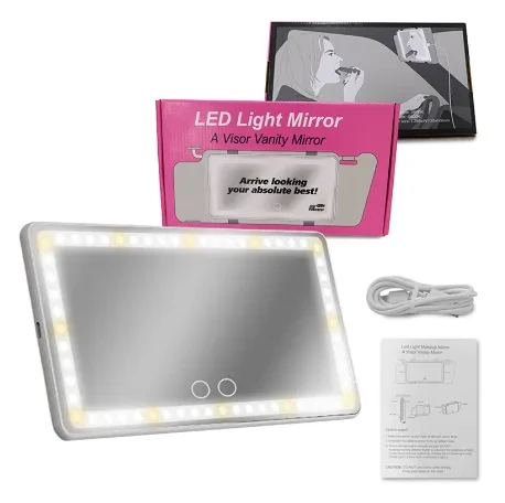 Tri-Color LED Car Makeup Mirror – HD Dimmable Vanity Mirror