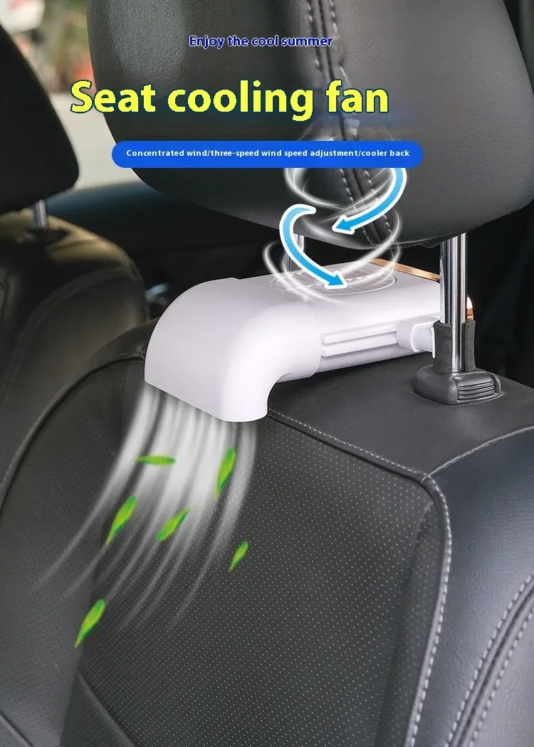 3-Speed Car Seat Fan with Magnetic Mount and USB Charging