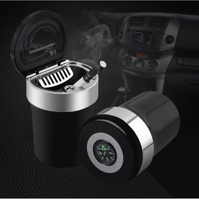 Compass LED Stainless Steel Car Ashtray