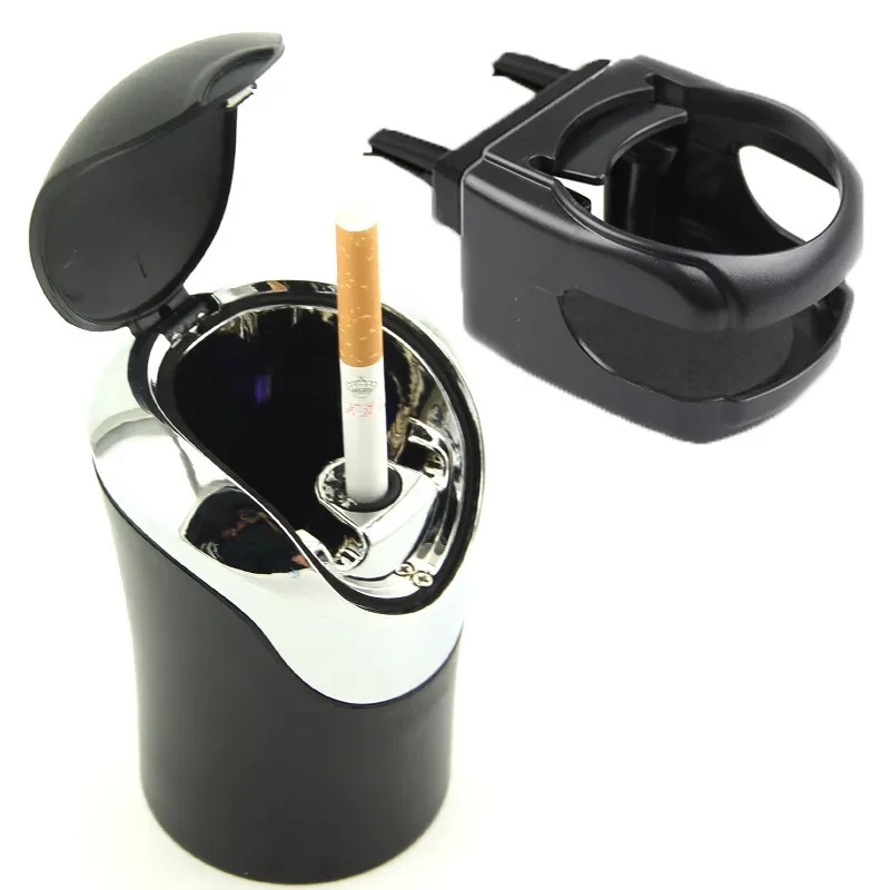 LED-Illuminated Car Ashtray with Built-in Compass & Stainless Liner
