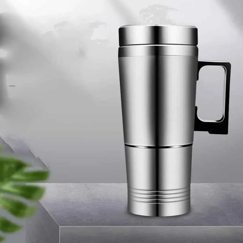 Stainless Steel Electric Car Travel Kettle – 12 V / 24 V Heating Mug
