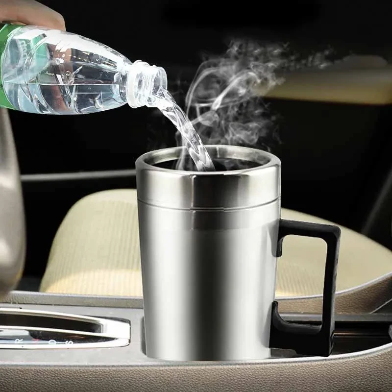 Stainless Steel Electric Car Travel Kettle – 12 V / 24 V Heating Mug