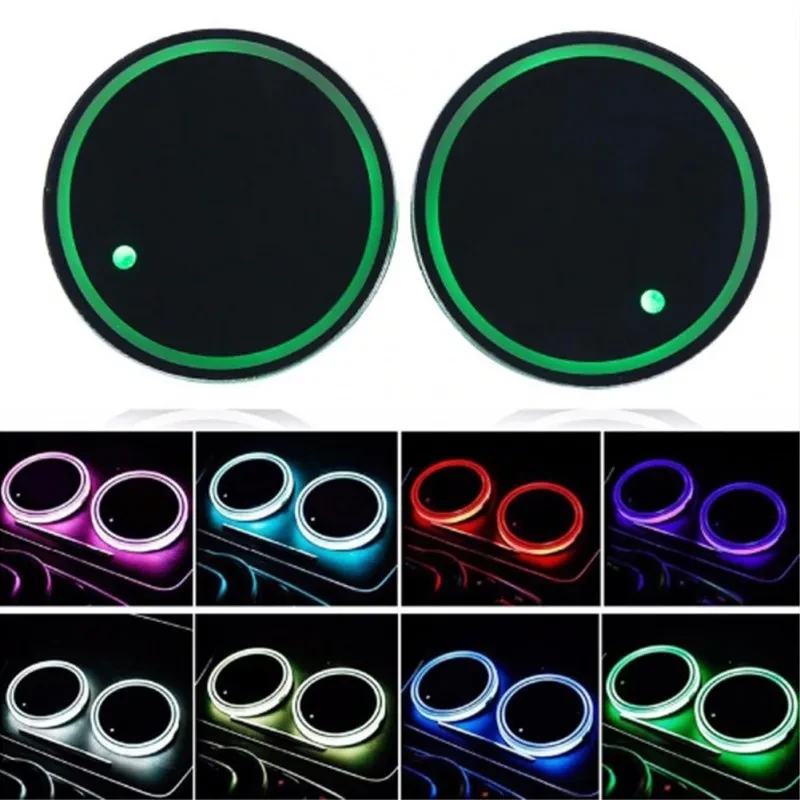 Car LED Cup Mat Solar Charging 7-Color Luminous Coaster