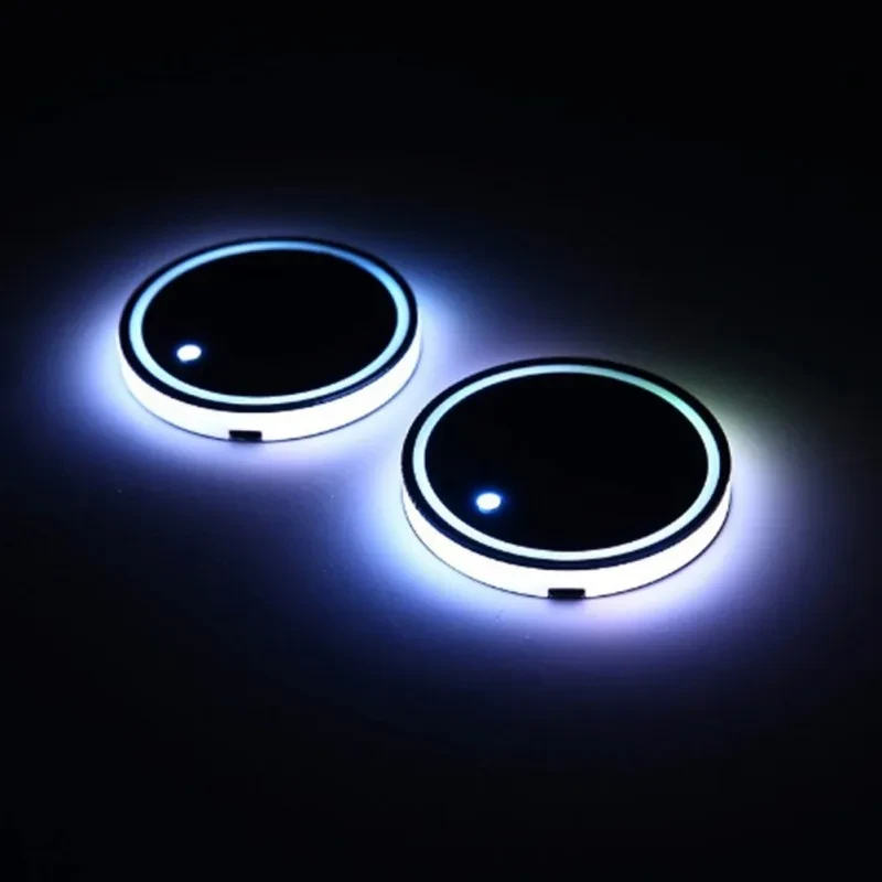 Car LED Cup Mat Solar Charging 7-Color Luminous Coaster