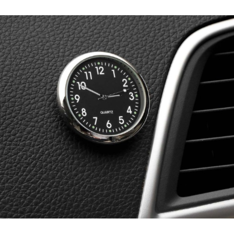Mini Car Dashboard Sticky Clock Alloy Surface Design