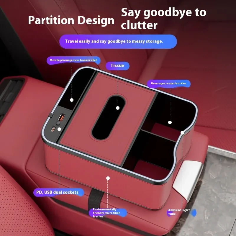 2026 AutoLuxe Leather Armrest Box Storage Organizer for Car