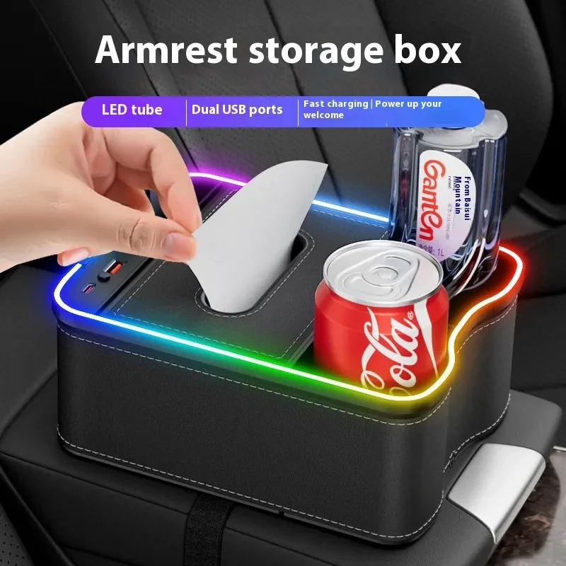 2026 AutoLuxe Leather Armrest Box Storage Organizer for Car