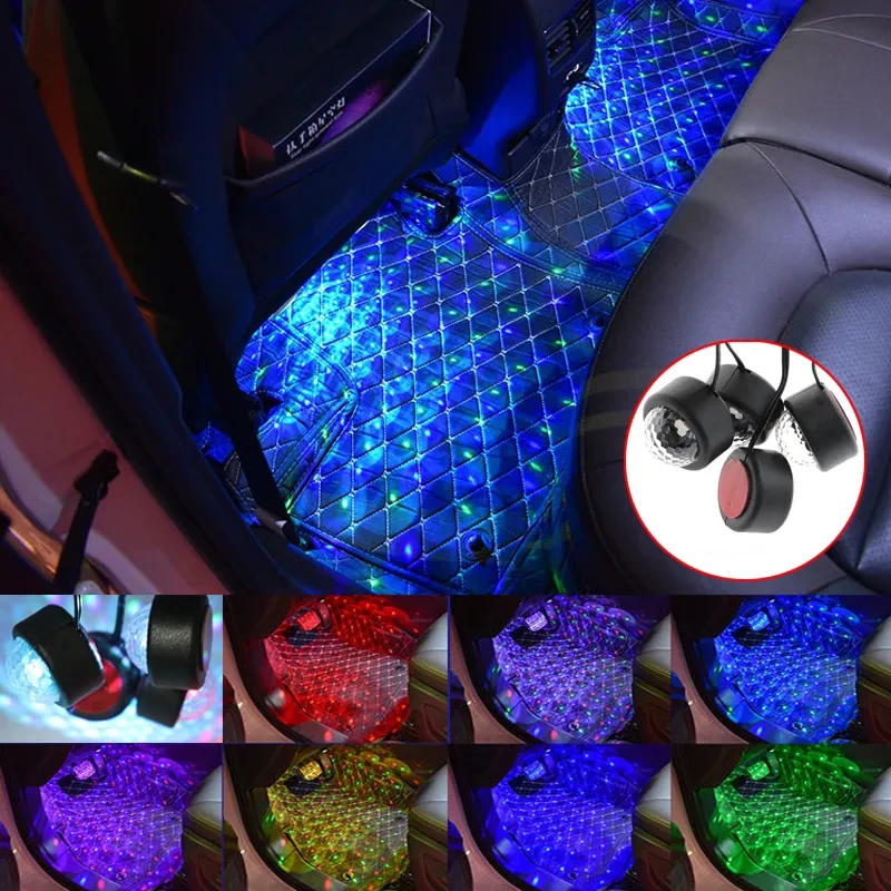 Car LED Foot Mat Light USB Ambient Starry Floor Lamp