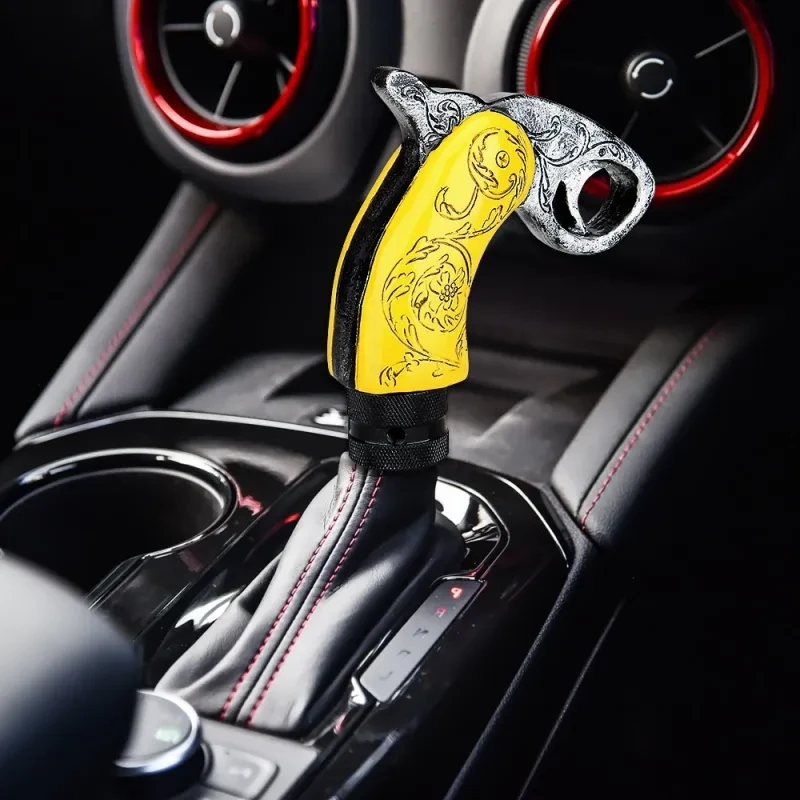 Universal Resin Gear Shift Knob | Silver & Yellow Car Modification