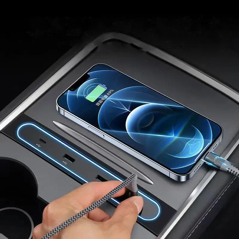 USB HUB Transfer Head Extender Type-C Port Expander for Tesla