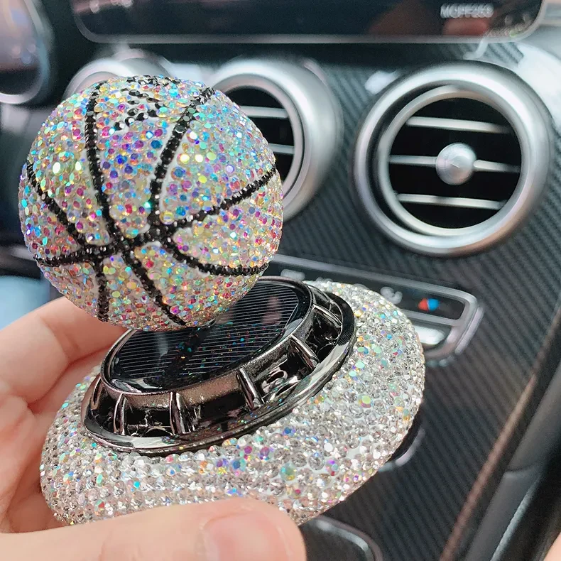 Diamond Solar Car Perfume Rotating Ball Ornament for Dashboard