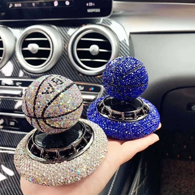 Diamond Solar Car Perfume Rotating Ball Ornament for Dashboard