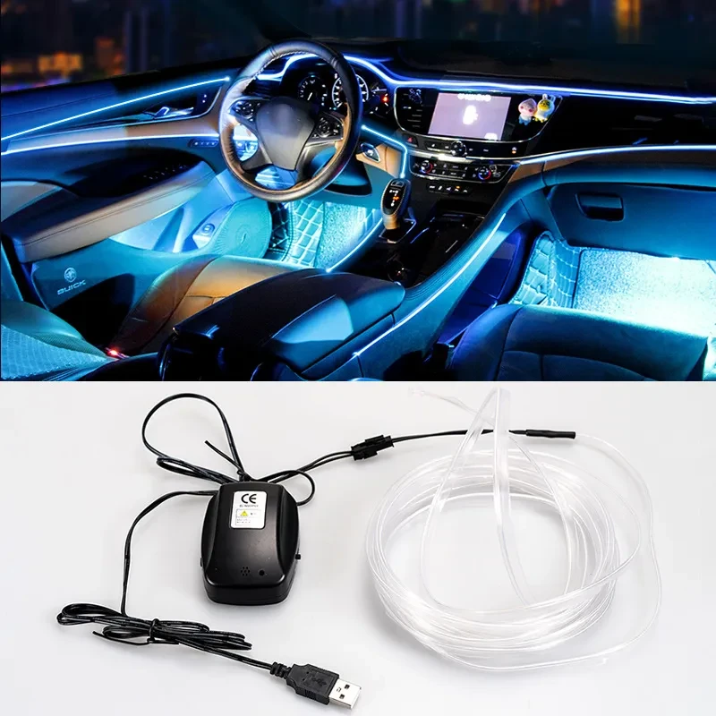 USB Voice-Activated EL Luminous Line Car Ambient Light Strip