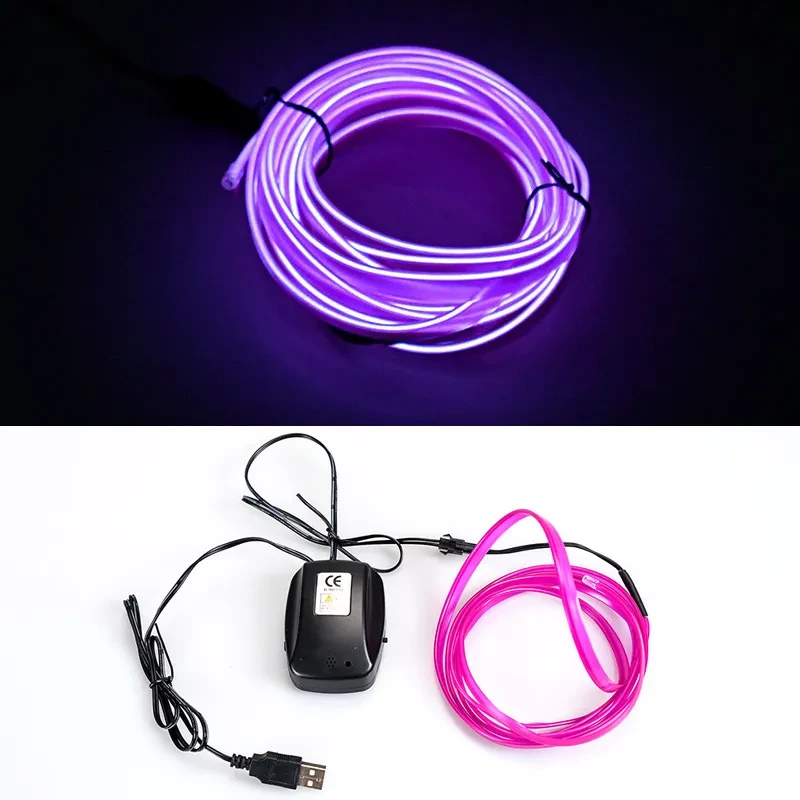 USB Voice-Activated EL Luminous Line Car Ambient Light Strip