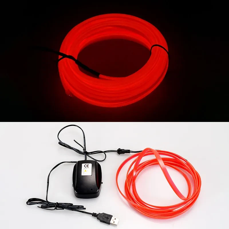 USB Voice-Activated EL Luminous Line Car Ambient Light Strip