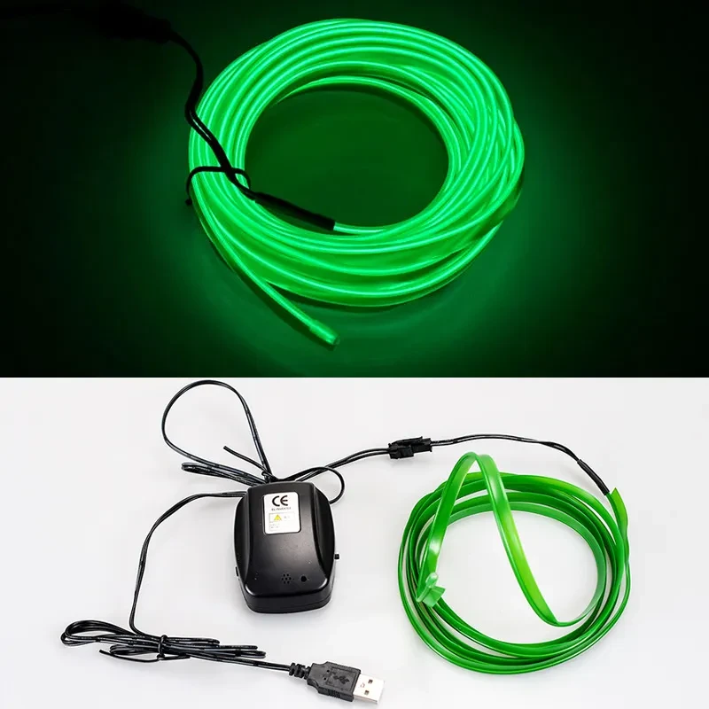 USB Voice-Activated EL Luminous Line Car Ambient Light Strip