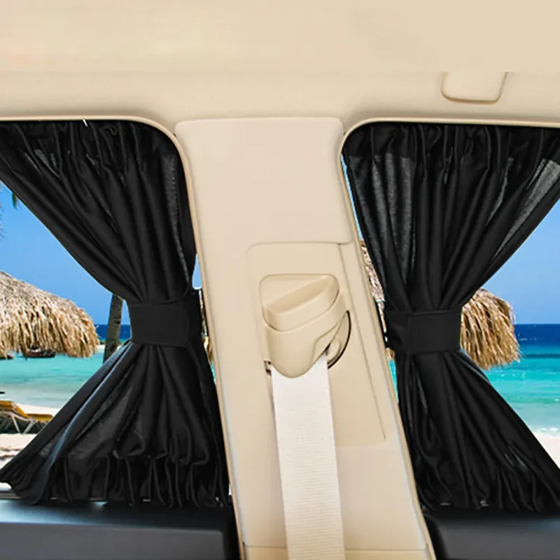 Car Window Sunshade Curtains – UV Protection Cotton Polyester Set