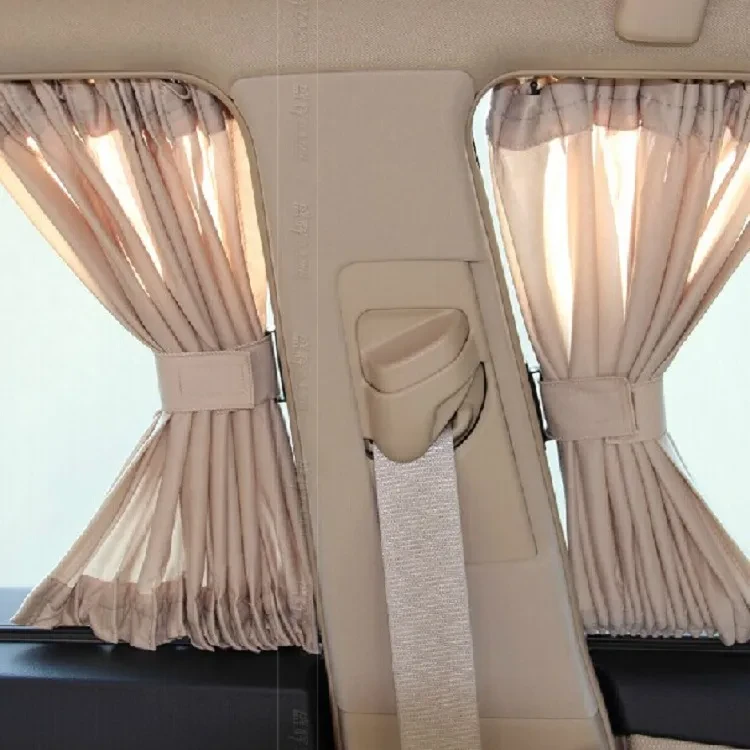 Car Window Sunshade Curtains – UV Protection Cotton Polyester Set