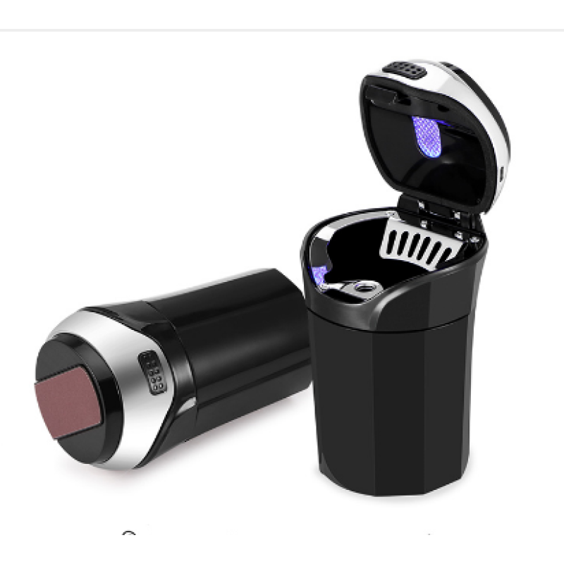 Rechargeable Car Ashtray with Lighter, LED Light & Smoke Lid