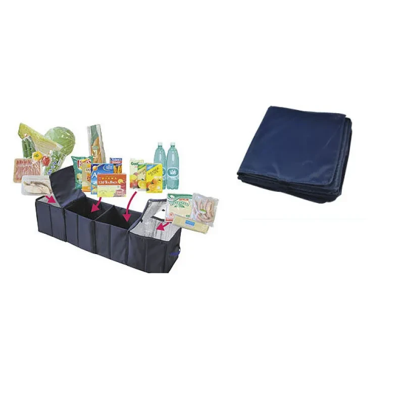 4-Compartment Foldable Car Organizer Box with Insulated Sides