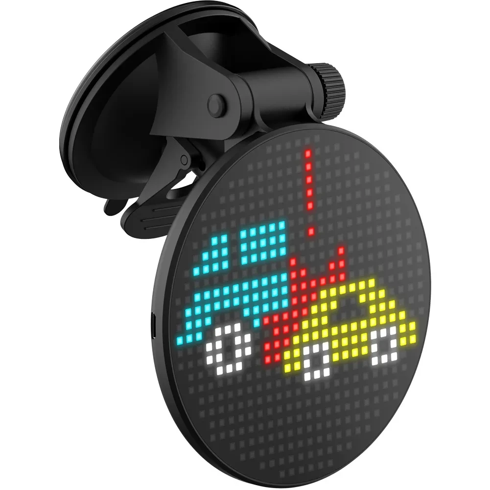Round Bluetooth LED Car Display with Emoji & RGB Lights