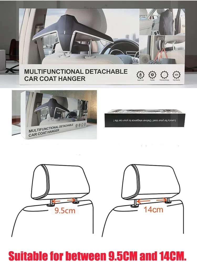 Car Mounted Foldable Coat Hanger for Jackets Suits and Travel