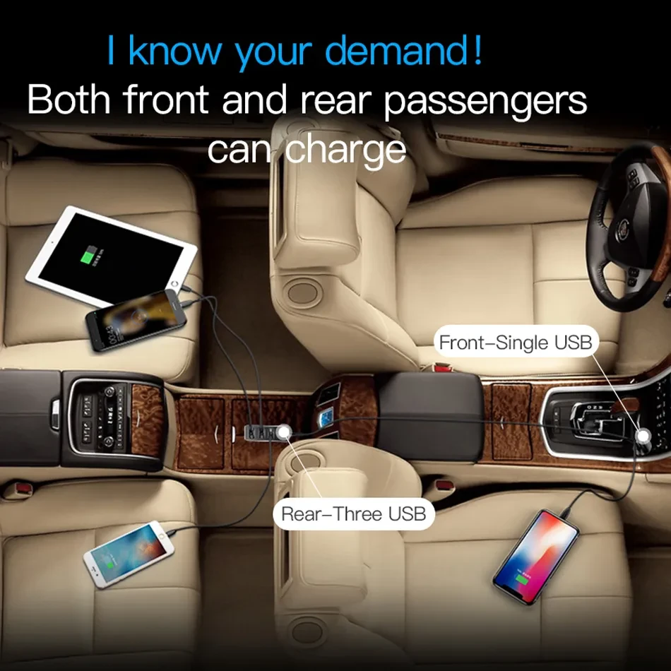 Baseus Multi-Function 4USB Car Charger With Cable