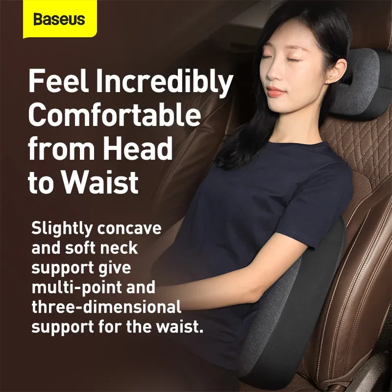 Baseus Memory Foam Car Headrest Lumbar Pillow Comfortable Waist Support