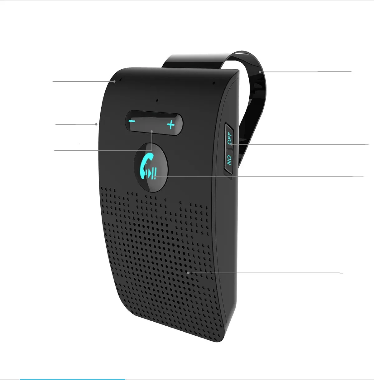 Sun Visor Bluetooth Hands-Free Car Speaker for Smartphones