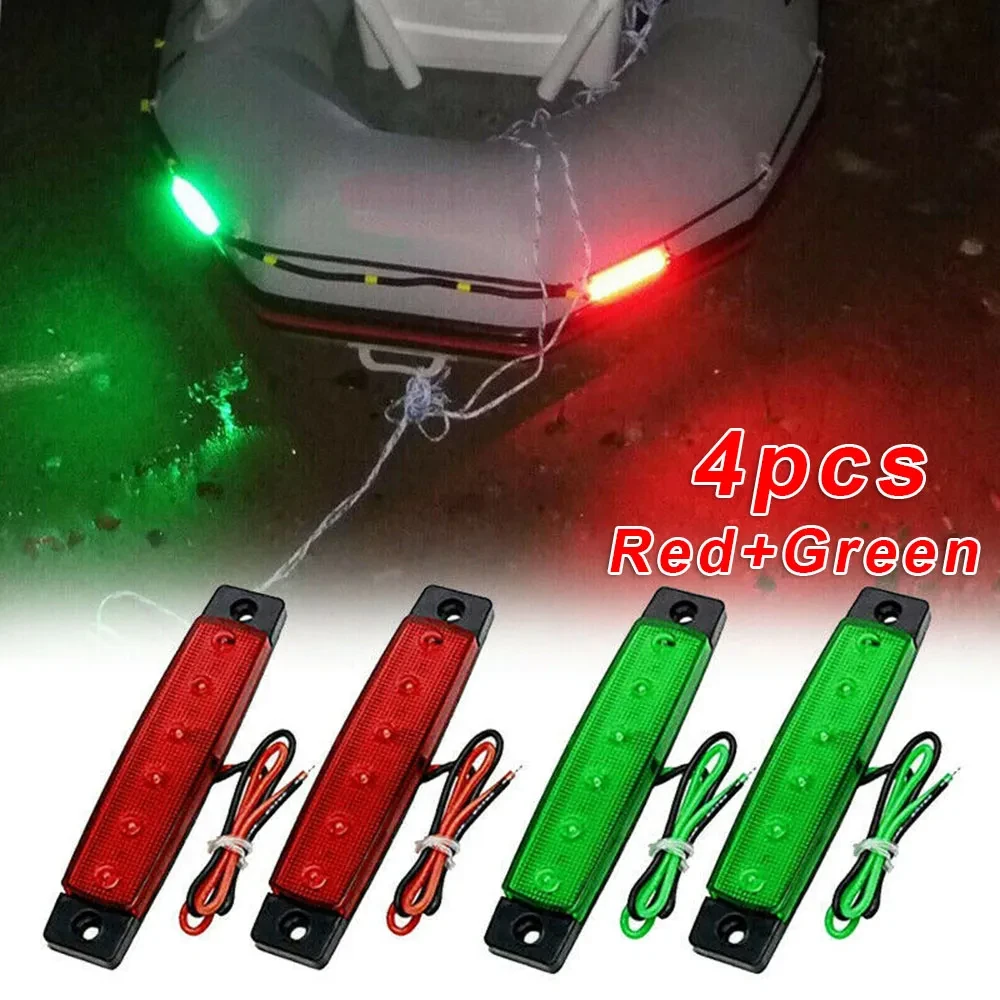 6-LED Truck Side Marker Lights – Red & Green Strip Set