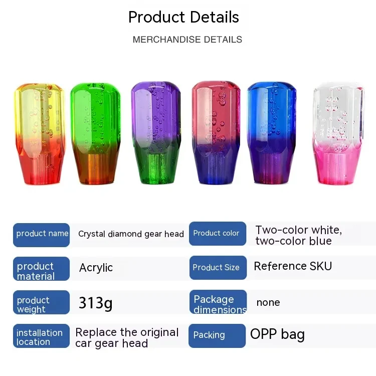 Premium Dual-Color Transparent Acrylic Shift Knob for Cars