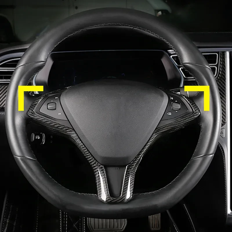 Luxury Tesla Wheel Button Cover – Sporty Interior Accent Frame