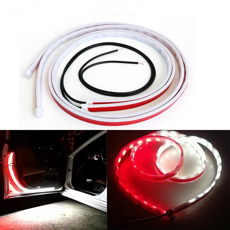 GM Car Door Two-Color LED Scanning Light Red & White Silicone