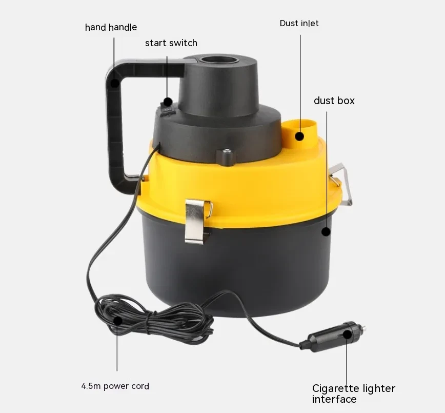 12V Wet & Dry High-Power Car Cleaning Tool with Multiple Nozzles