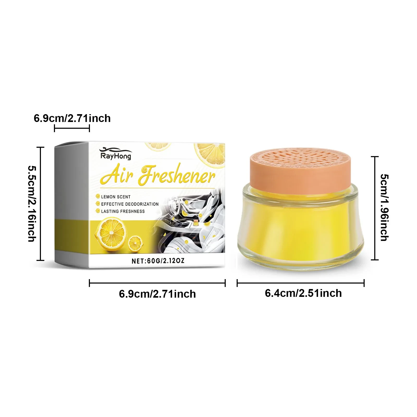 Lemon Scented Solid Car Freshener – Portable 60g Vehicle Gel