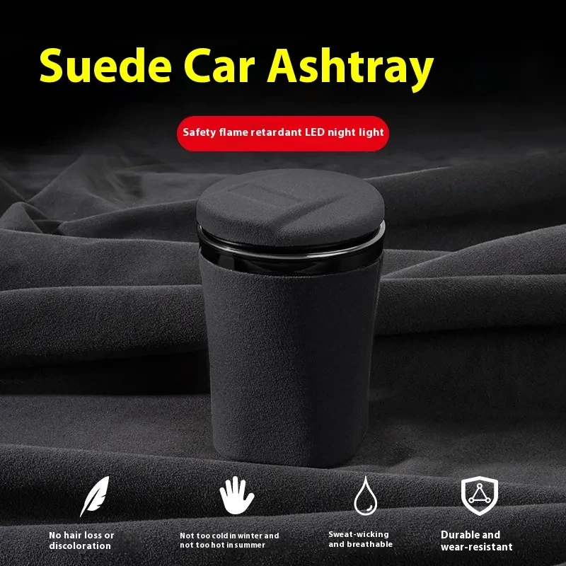 Ceramic Luminous Anti-Ash Car Ashtray with Suede Finish