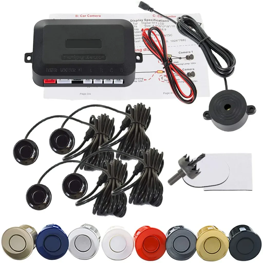 Car LED Parking Sensor with Buzzer 4-Probe System for Safe Parking