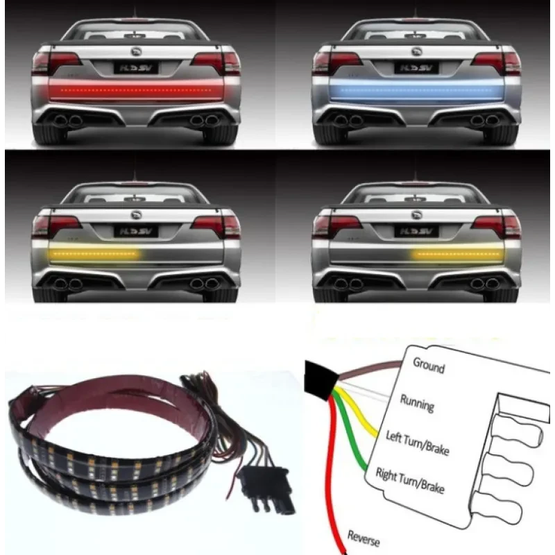 Triple-Row LED Tailgate Signal Bar for Pickup Trucks (3-Color)