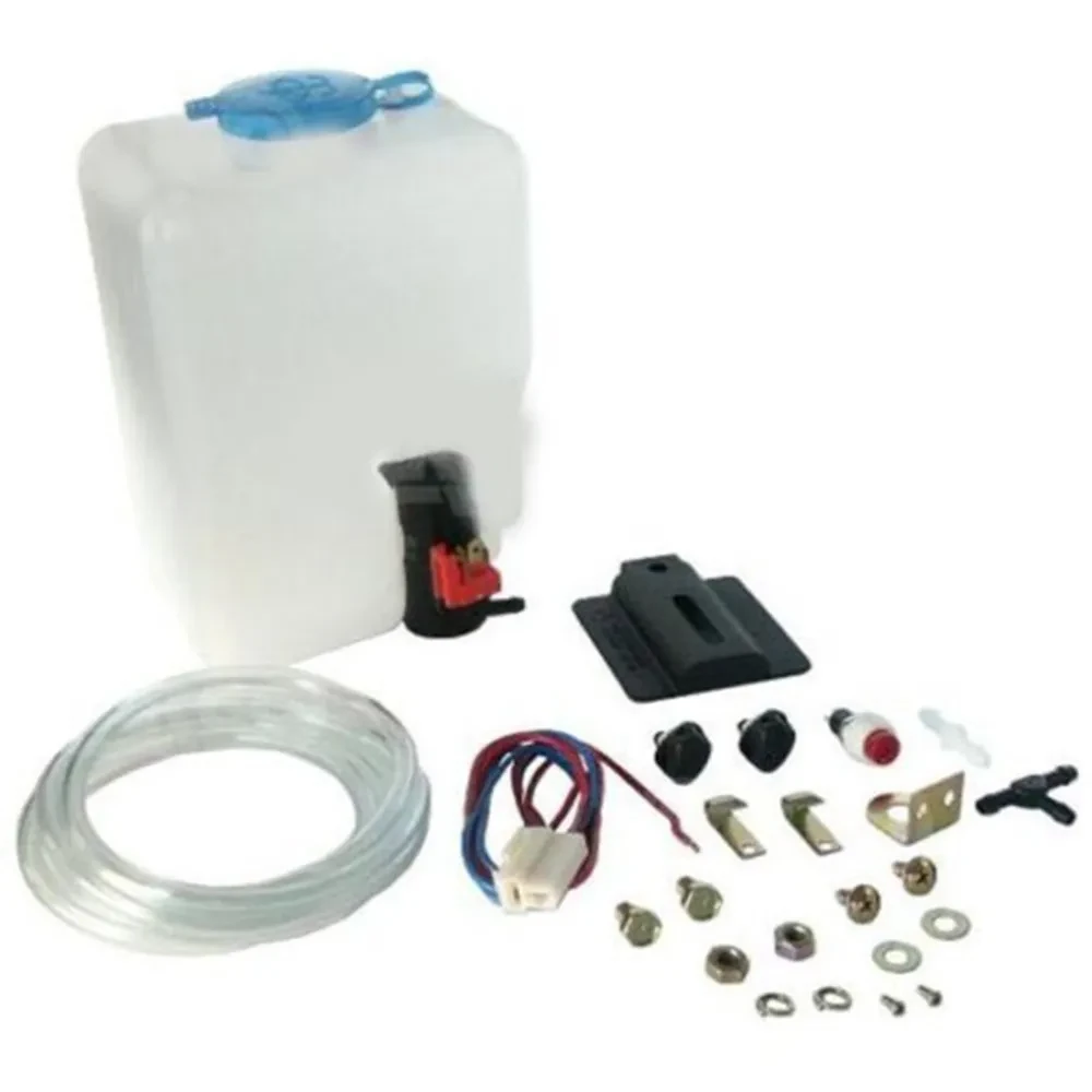 12V Classic Car Windshield Washer Bottle & Pump Kit – Black Durable