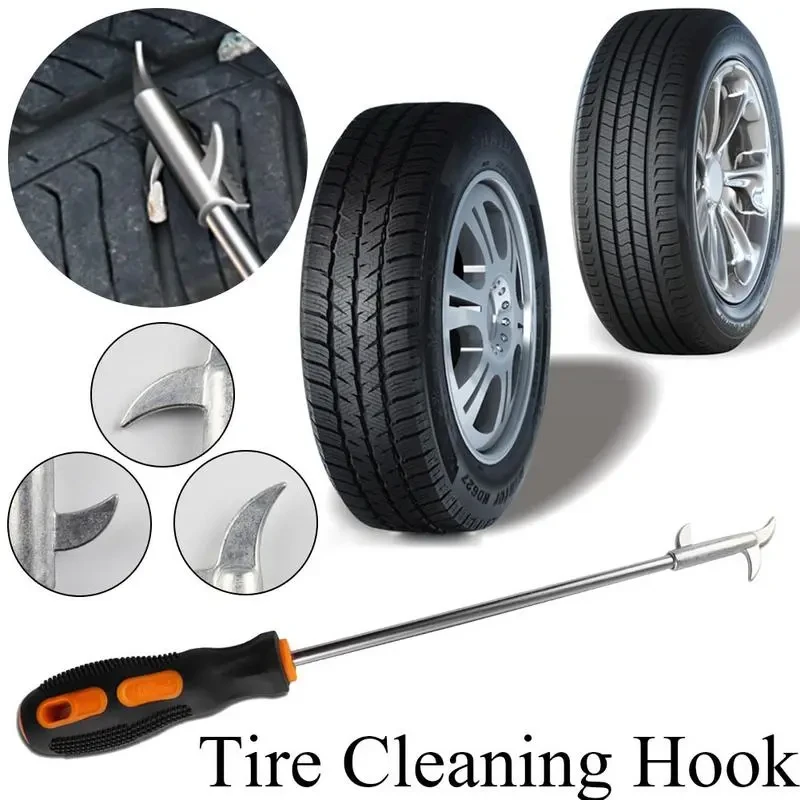 Car Tire Clear Stone Hook with Built-in Screwdriver – Zinc Alloy & Plastic