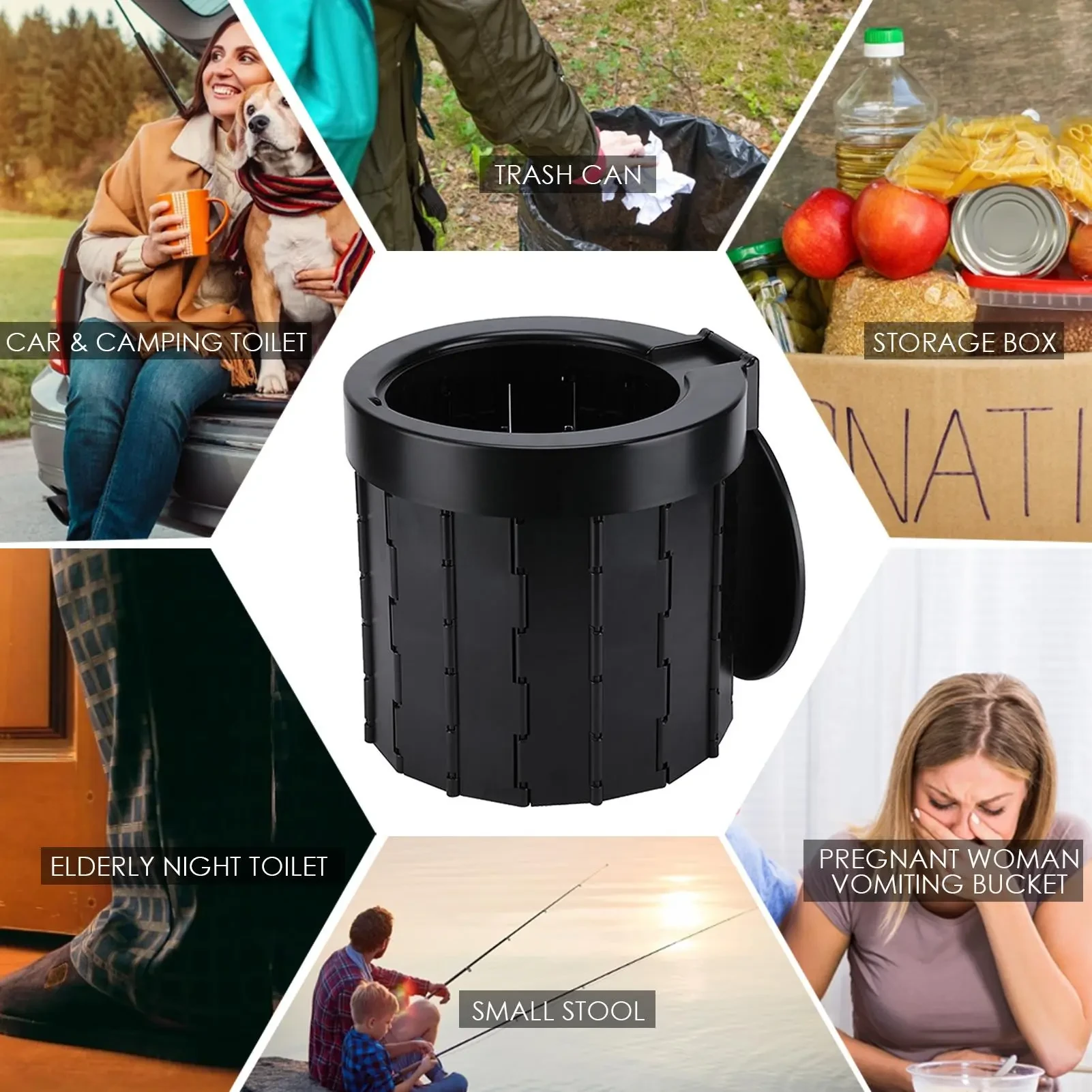 Portable Oval Car Toilet – Foldable Splash-Proof Travel Solution