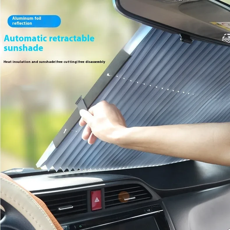 Automatic Retractable Car Sunshade for Windshield UV Protection