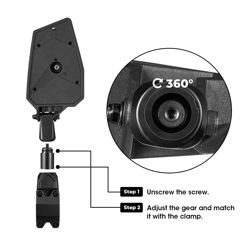 UTV Folding Wide-Angle Rearview Mirrors Adjustable ABS+Aluminum