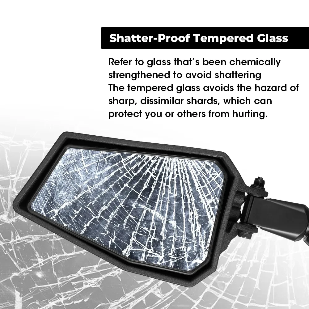 UTV Folding Wide-Angle Rearview Mirrors Adjustable ABS+Aluminum