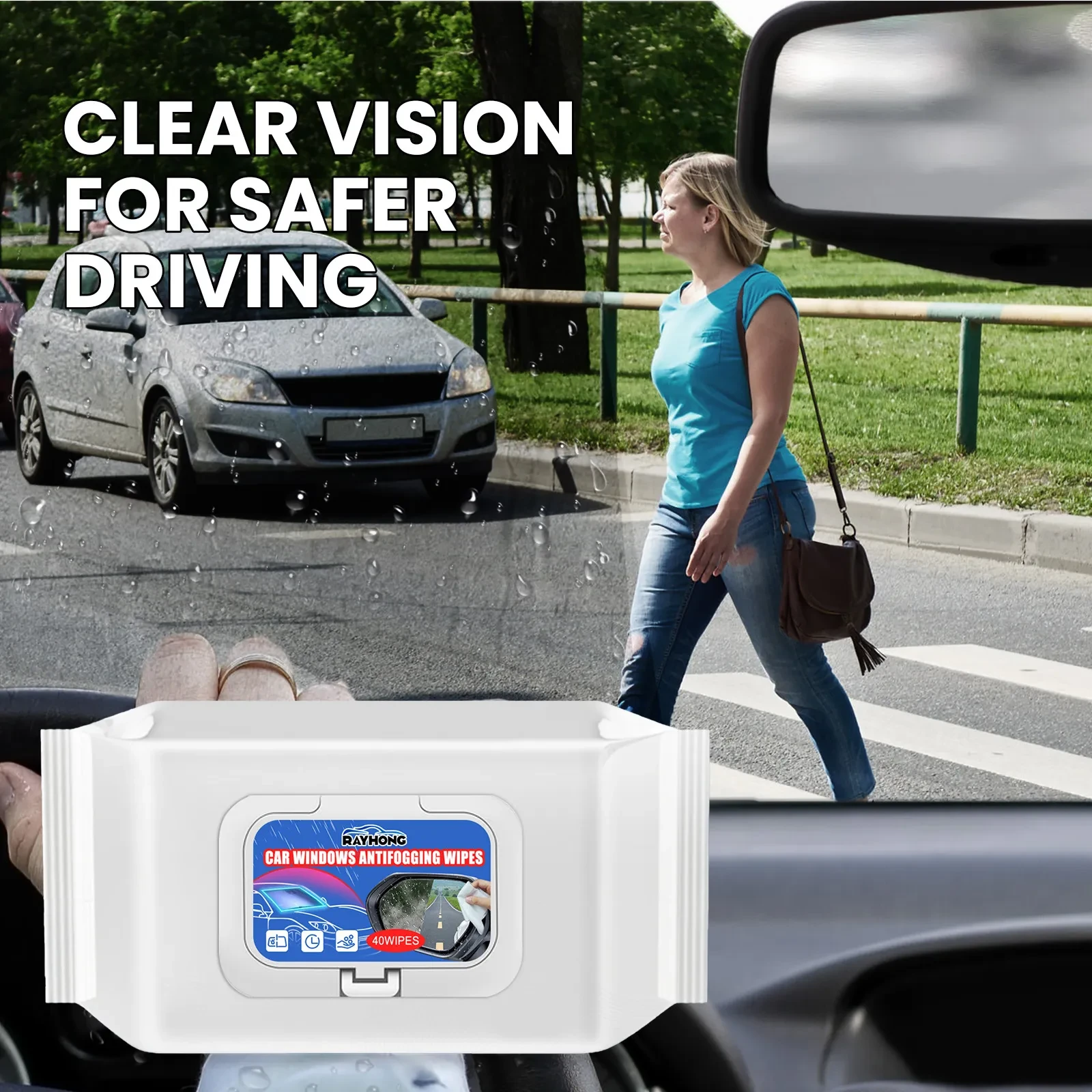 Anti-Fog & Water-Repellent Car Glass Wipes – 40 Pack Clear Vision