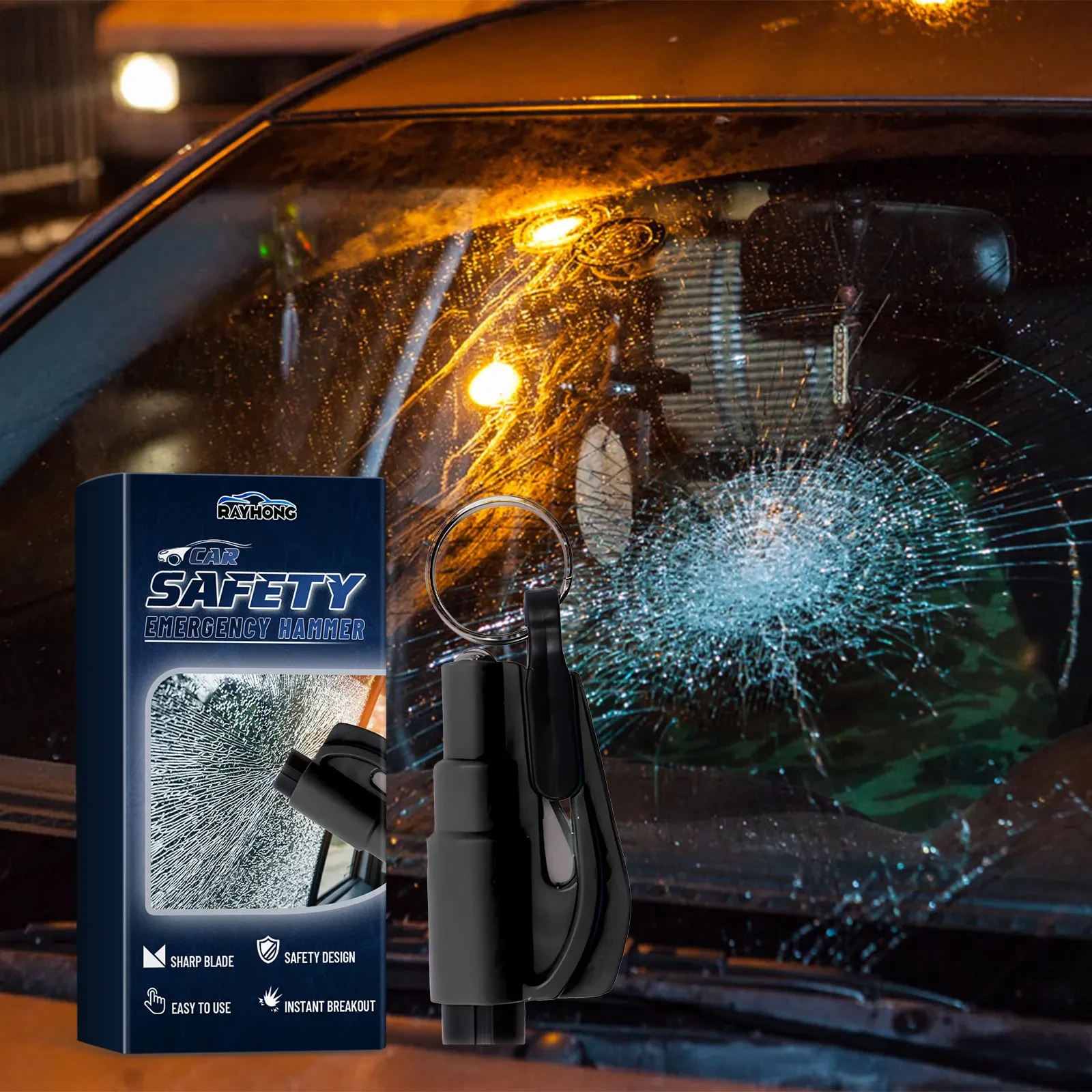 RayHong Glass Breaker & Seatbelt Cutter Emergency Hammer