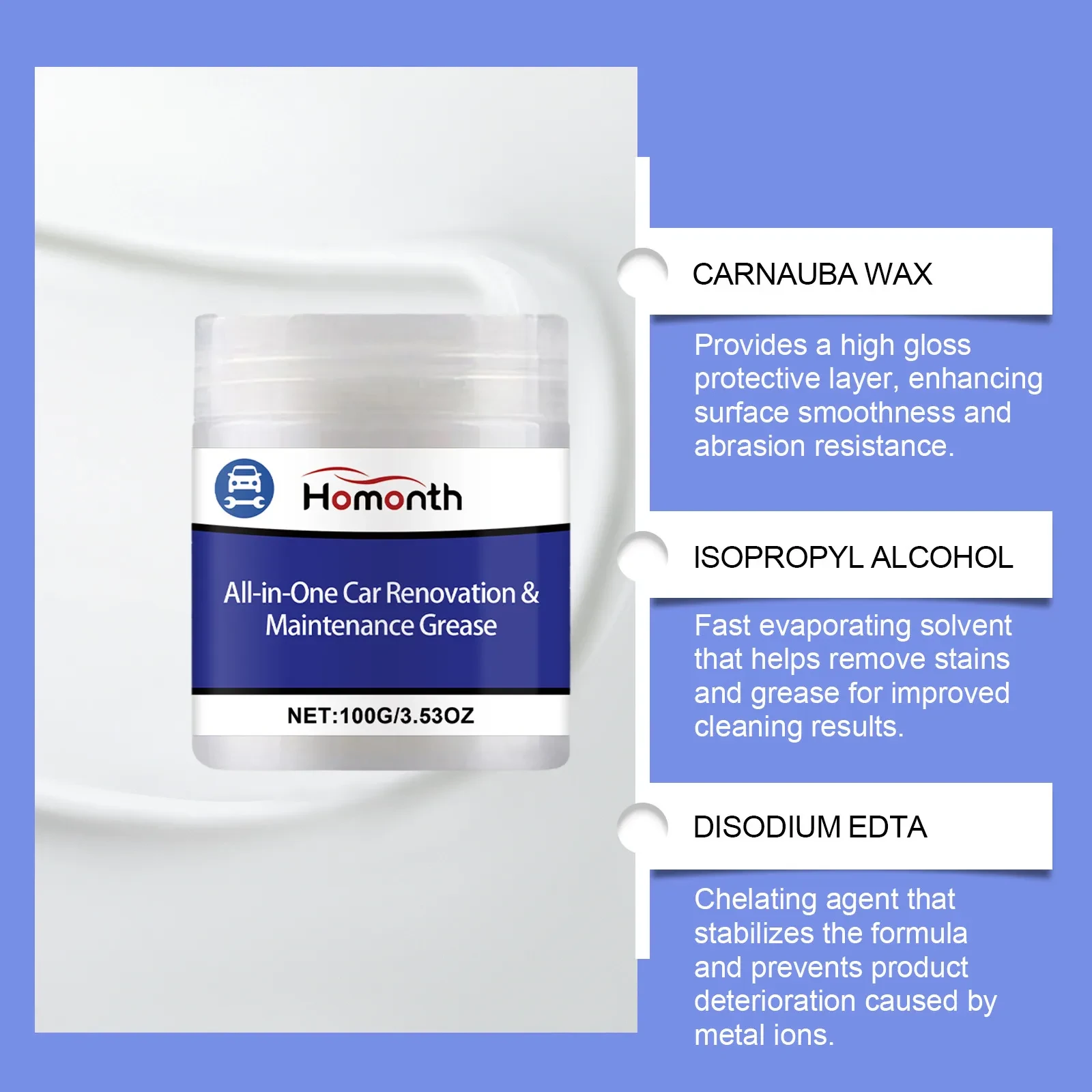 Homonth Premium Car Grease Cleaning & Maintenance Wax Kit with Brush