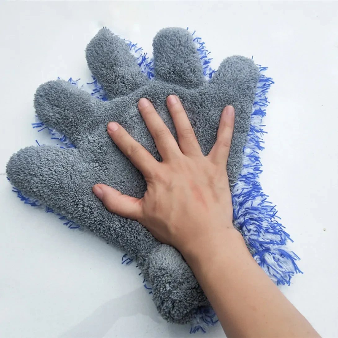 Plush Five-Finger Car Washing Gloves – Multifunctional Cleaning Mitt