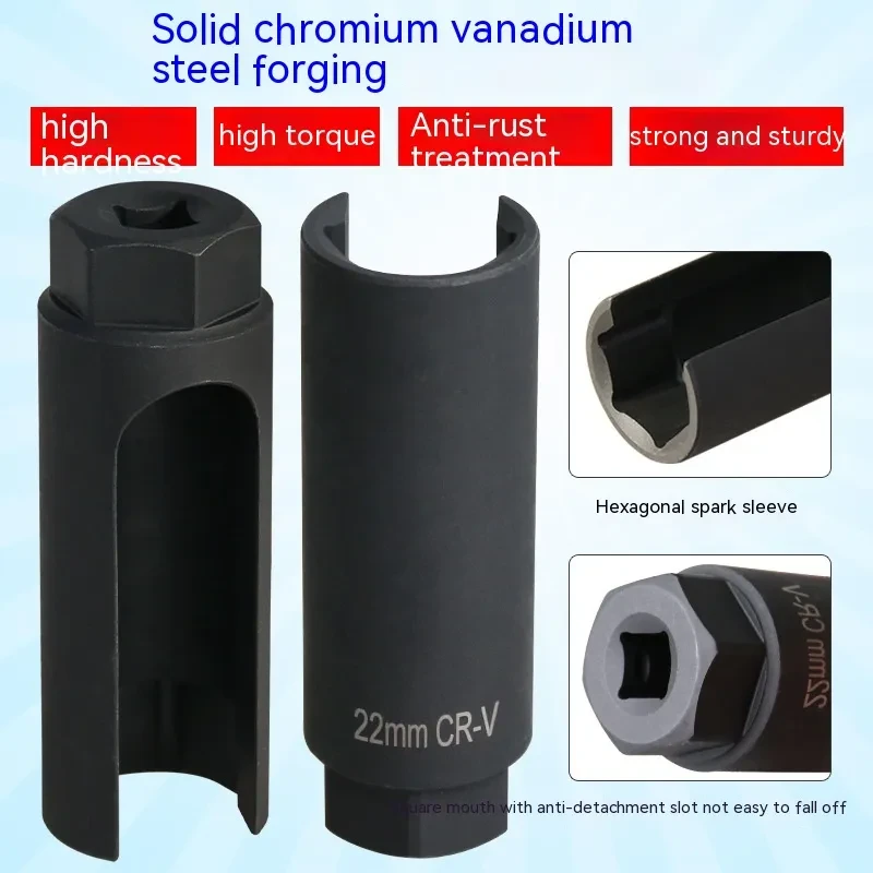 Japanese-Style Black Oxygen Sensor Sleeve – 22mm Chromium Steel